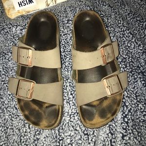 Grey Birkenstock sandals